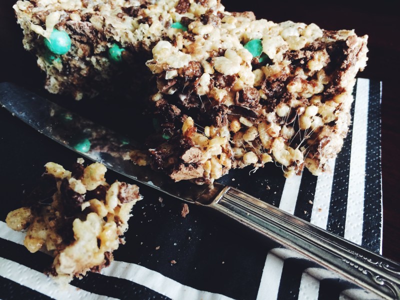 Trashed up Rice Krispies Treats (Small Batch)