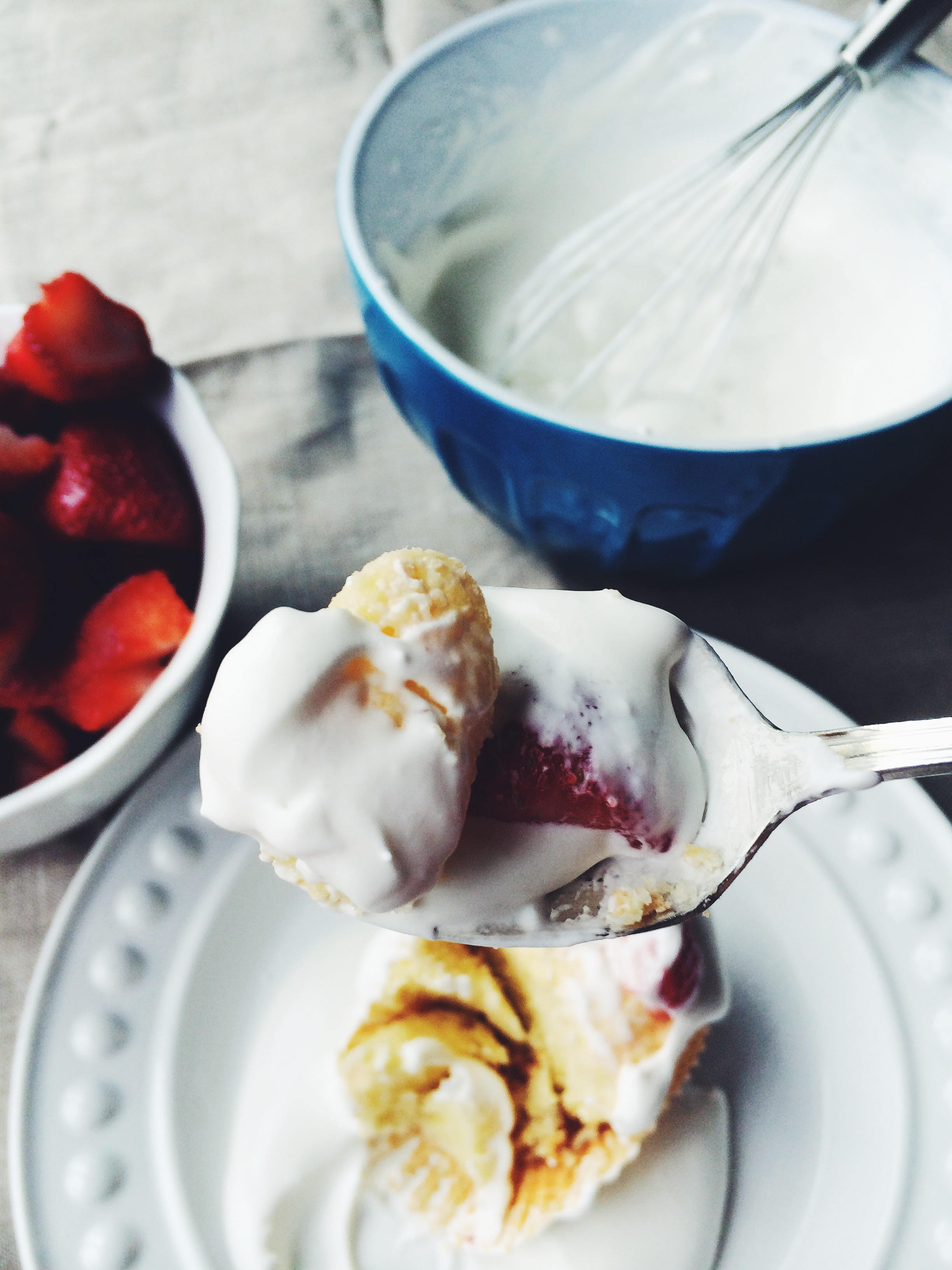 Chiffon Cupcakes with Strawberries and Cream