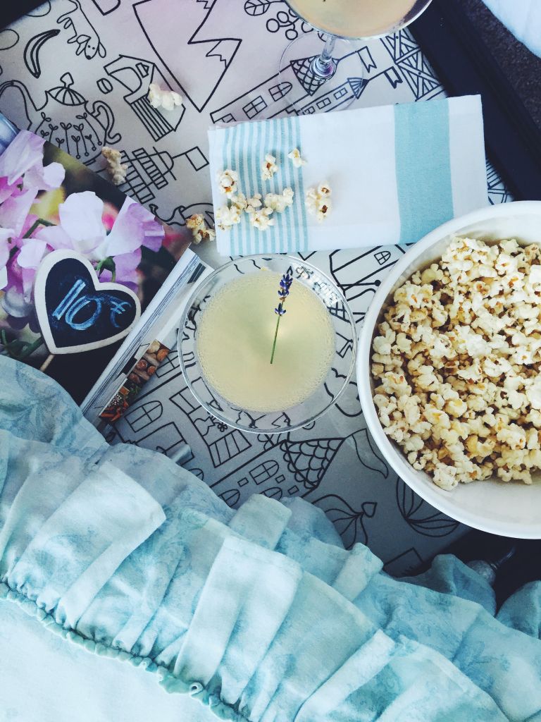 Lavender Bee’s Knees Cocktail + Brown Butter Popcorn