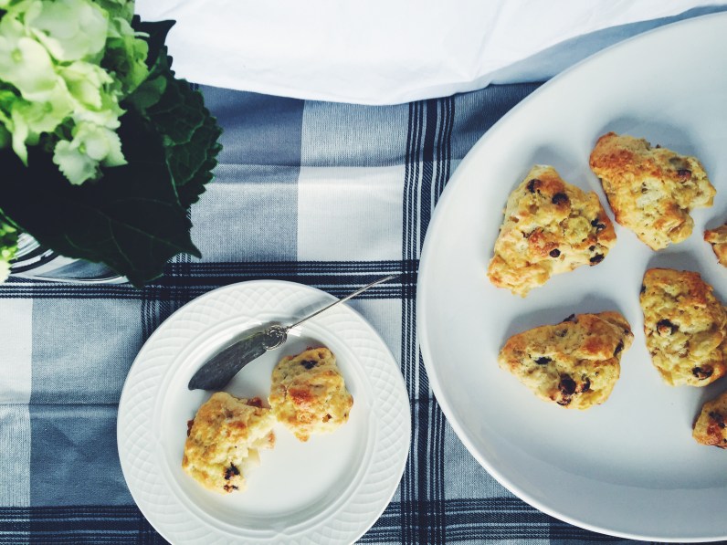 Mini Roasted Pear and Chocolate Chip Mascarpone Scones