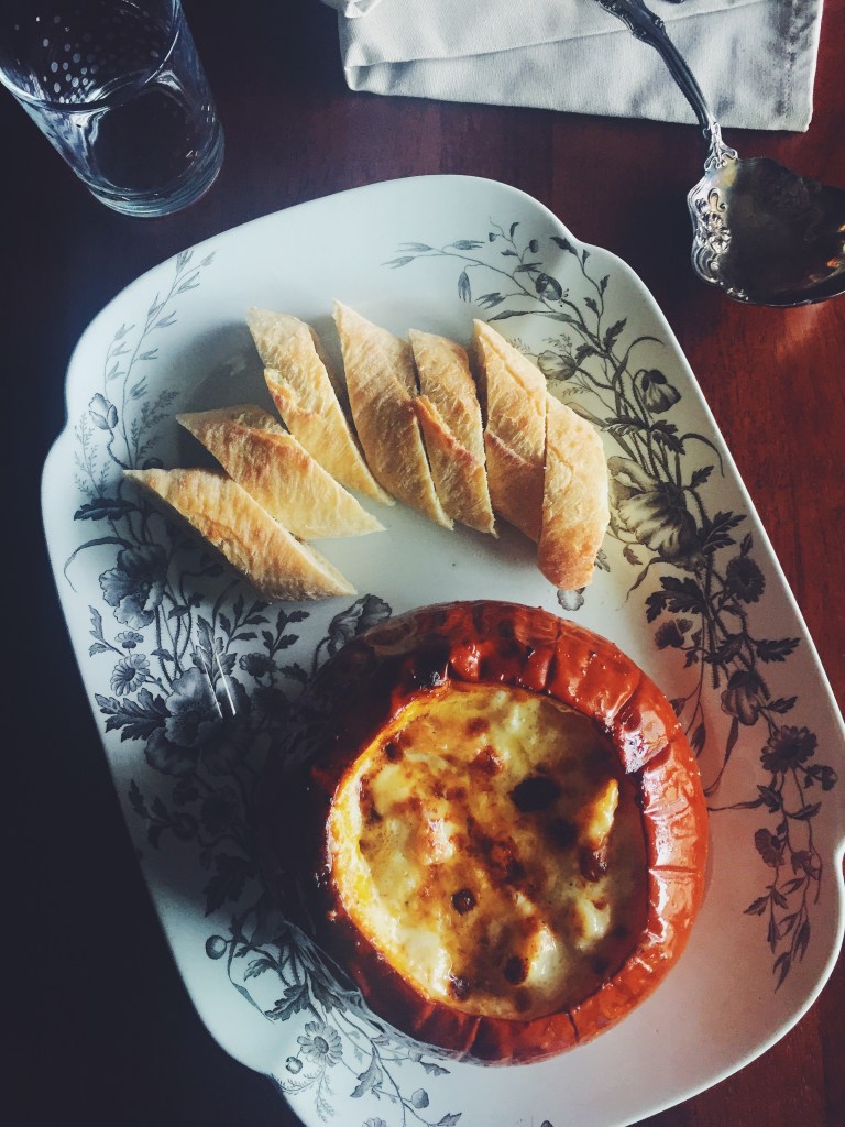 Cheese Fondue Stuffed Roasted Pumpkin + A Virtual Pumpkin Party