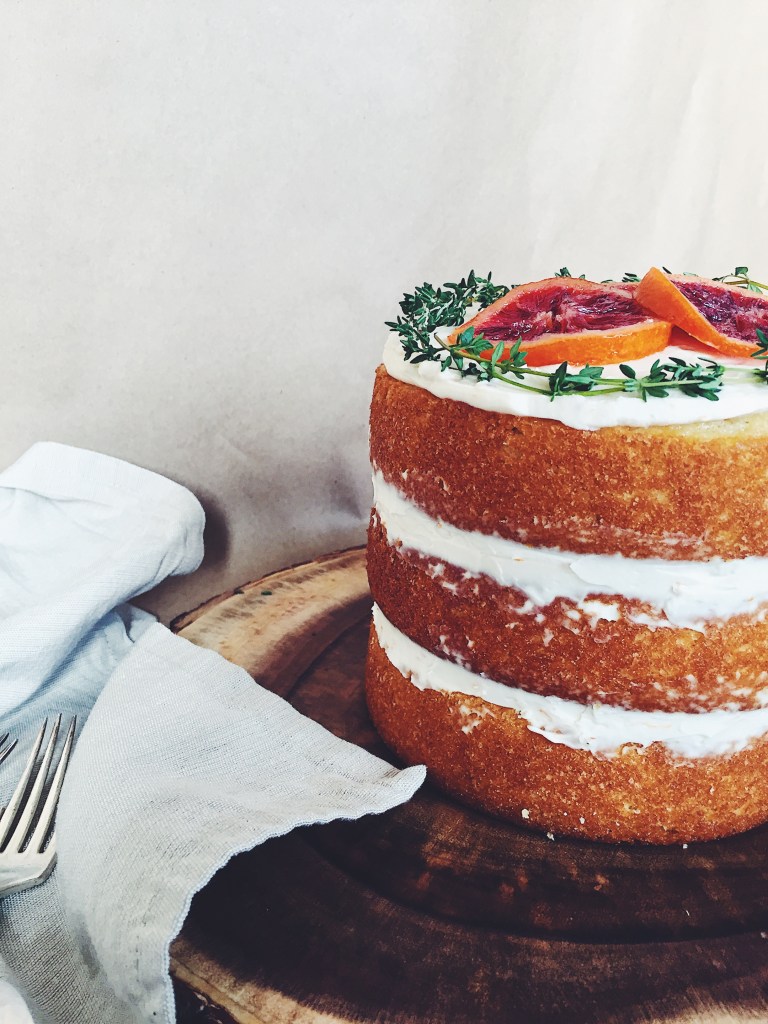 Blood Orange and Lemon Thyme Mascarpone Cake