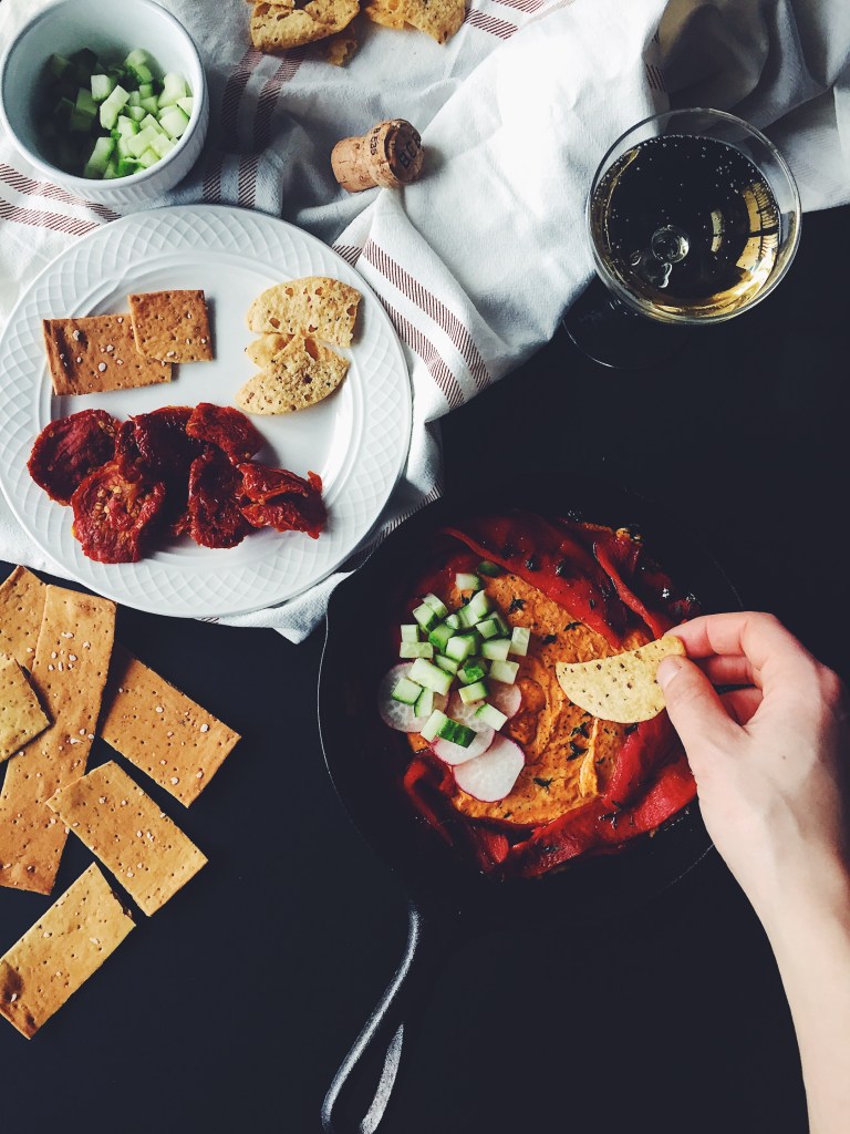 Roasted Red Pepper, Thyme, and Goat Cheese Dip
