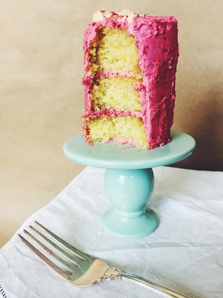 Mini Almond Cake with Raspberry Buttercream