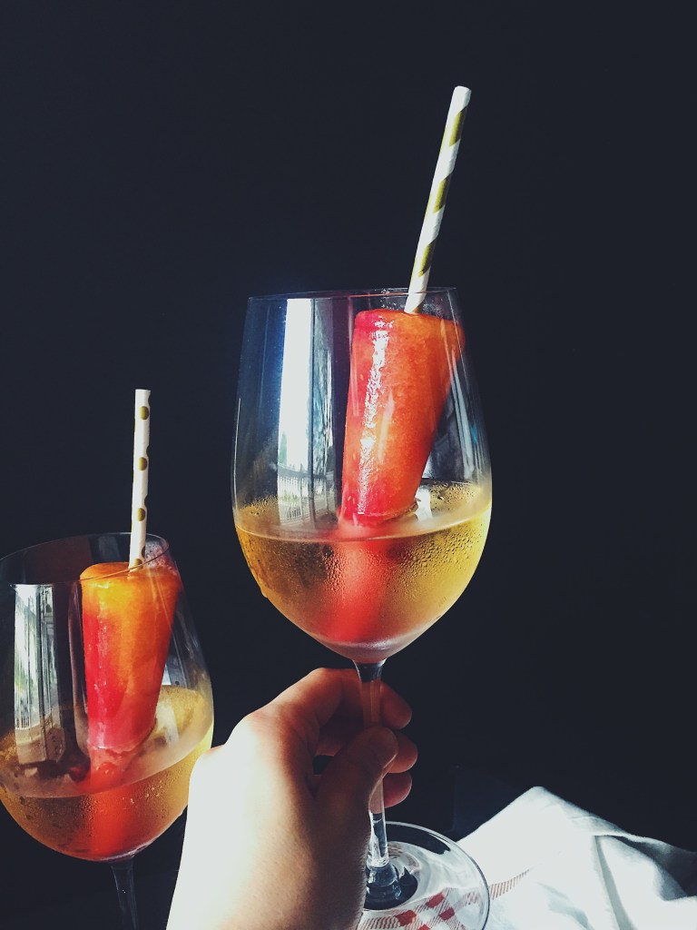 Peach Raspberry Popsicles in Wine + Popsicle Week