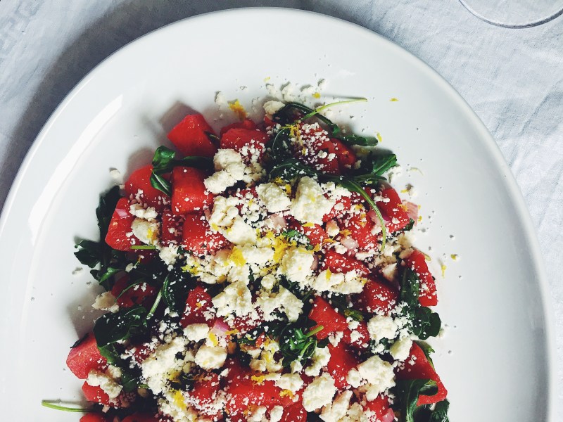 Watermelon, Arugula, and Mint Salad + Chardonnay