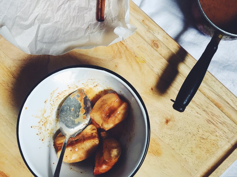 Cinnamon-Baked Apples with Spiced Caramel Crème Anglaise