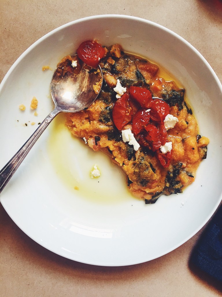 Polenta with Kale and Slow-Roasted Tomatoes